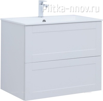 Терра 80 белый матовый Тумба с раковиной Aquanet
