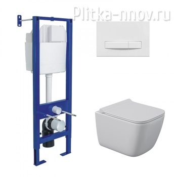 ATOM 043363 Комплект унитаза QUATTRO S с инсталляцией, и клавишей ATOM LINE белая Berges