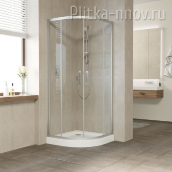 ZS NOVO h2000 100х100 07 01, профиль матовый хром, стекло прозрачное Душевой уголок