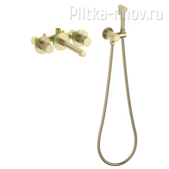 Saona 2383/17SM Золото матовое Смеситель для раковины встроенный с термостатом, с гигиеническим душем Timo