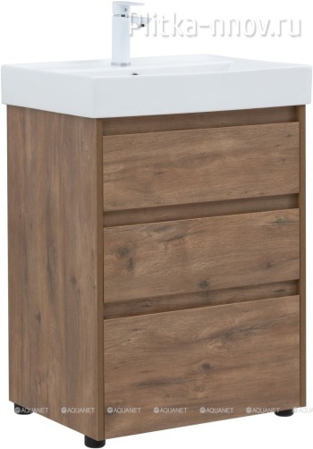 Nova Lite 60 дуб рустикальный (3 ящика) Тумба с раковиной Aquanet