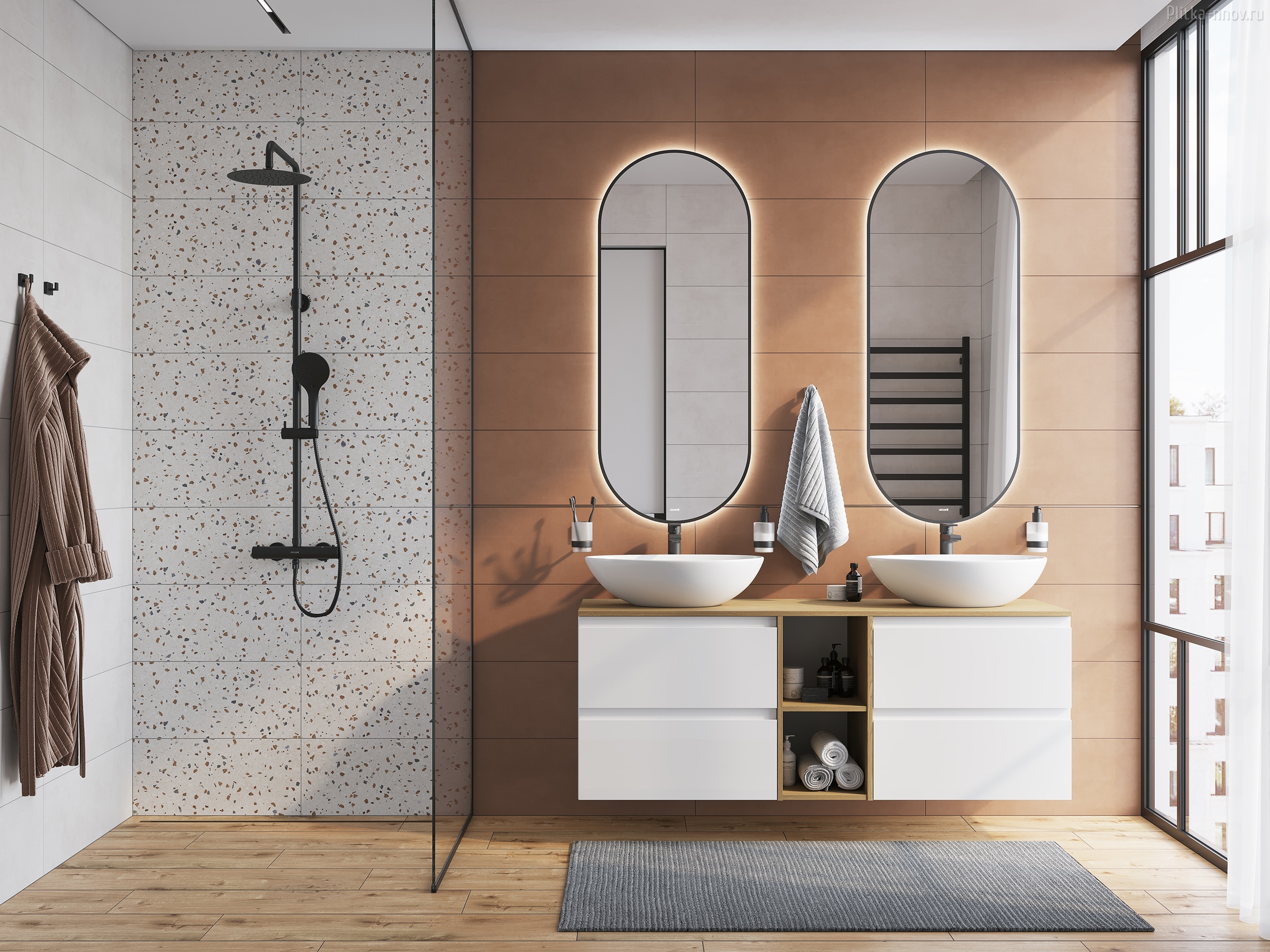 ECLIPSE Smart 50X122 Cersanit Зеркало с подсветкой в черной рамке ECLIPSE Smart 50X122 Cersanit Зеркало с подсветкой в черной рамке