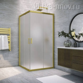 ZA NOVO 100х100 03 10, профиль золото матовое, стекло сатин Душевой уголок