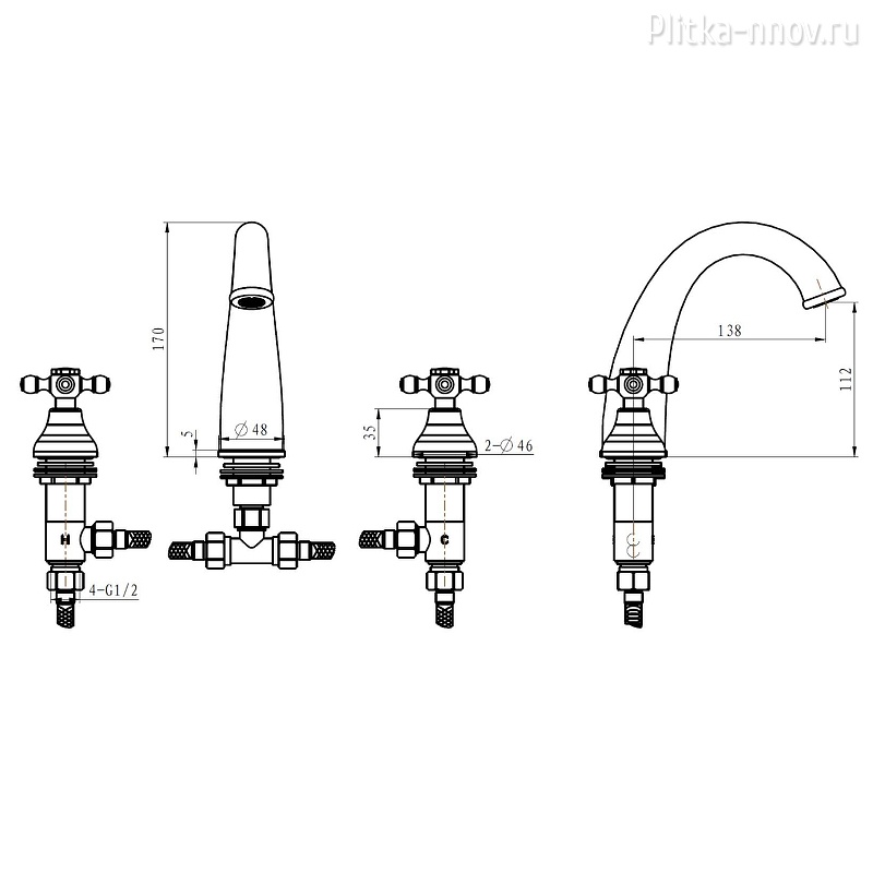 Flora 297-FL Золото Смеситель для раковины Boheme Flora 297-FL Золото Смеситель для раковины Boheme