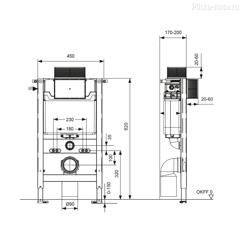 TECEspring profil S300380 Застенный модуль, высота 820 мм TECEspring profil S300380 Застенный модуль, высота 820 мм