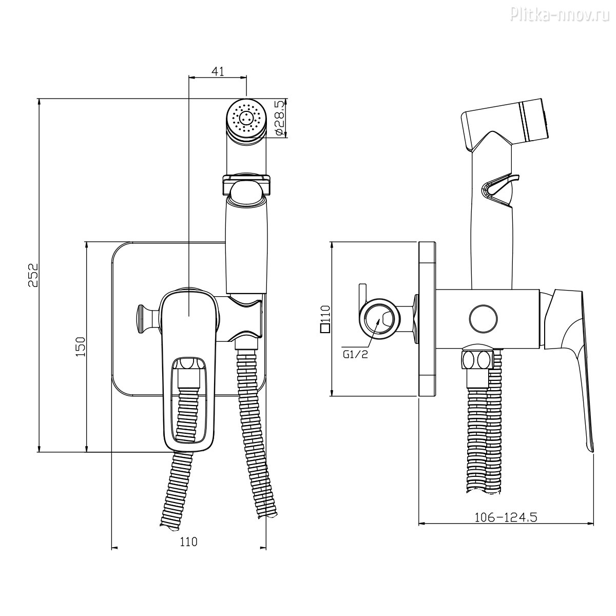 RS46-51 с гигиеническим душем, встраиваемый Смеситель Rossinka RS46-51 с гигиеническим душем, встраиваемый Смеситель Rossinka