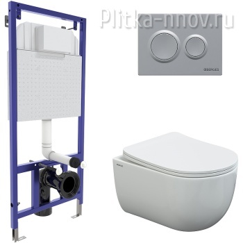 Novum Rimless 043240 с сиденьем Микролифт и клавишей смыва Хром матовый Berges Wasserhaus 