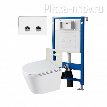 Венера PN48327WC Сет: Инсталляция пневм Point Элемент П PN45121 + Клавиша бел/хром PN44071WC + Унитаз Венера PN41071