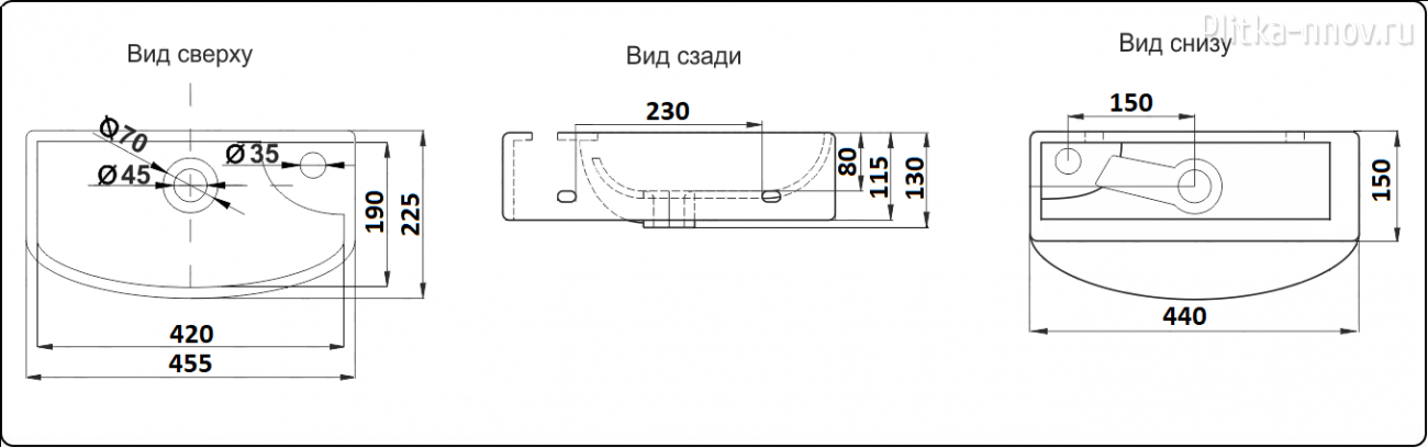 CeramaLux 7946L 45x22 Раковина CeramaLux 7946L 45x22 Раковина