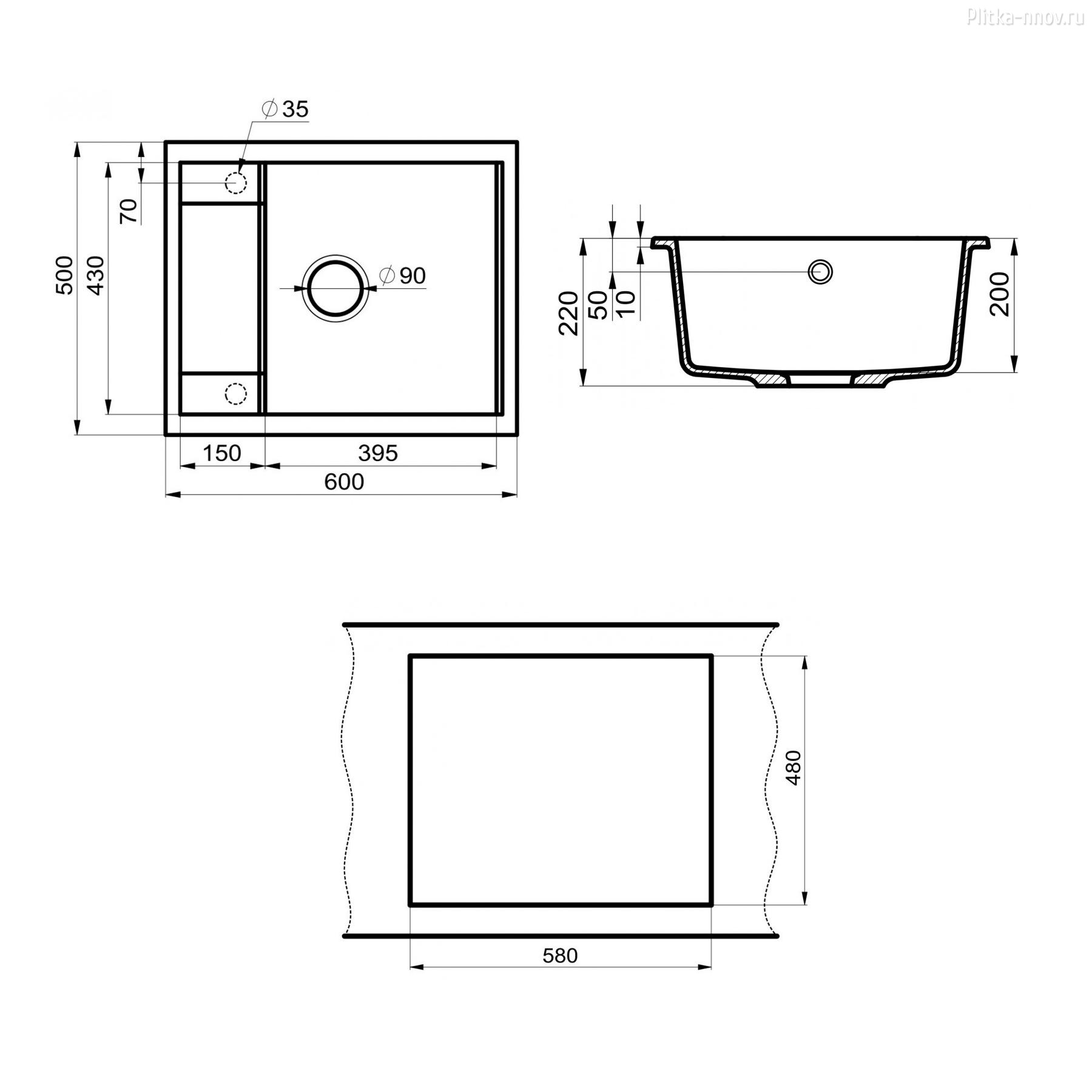 Римо 60х50 белый Мойка кухонная Point PN3010W Римо 60х50 белый Мойка кухонная Point PN3010W