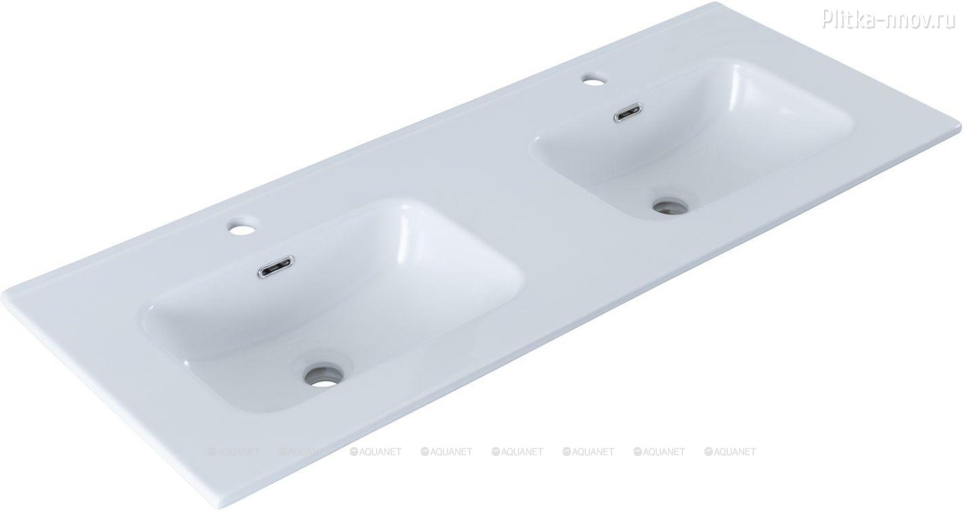 Flat 121х46.5 белая глянцевая Раковина двойная мебельная Aquanet Flat 121х46.5 белая глянцевая Раковина двойная мебельная Aquanet