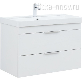 Ирис new 90 белый глянец (2 ящика) Тумба с раковиной Aquanet