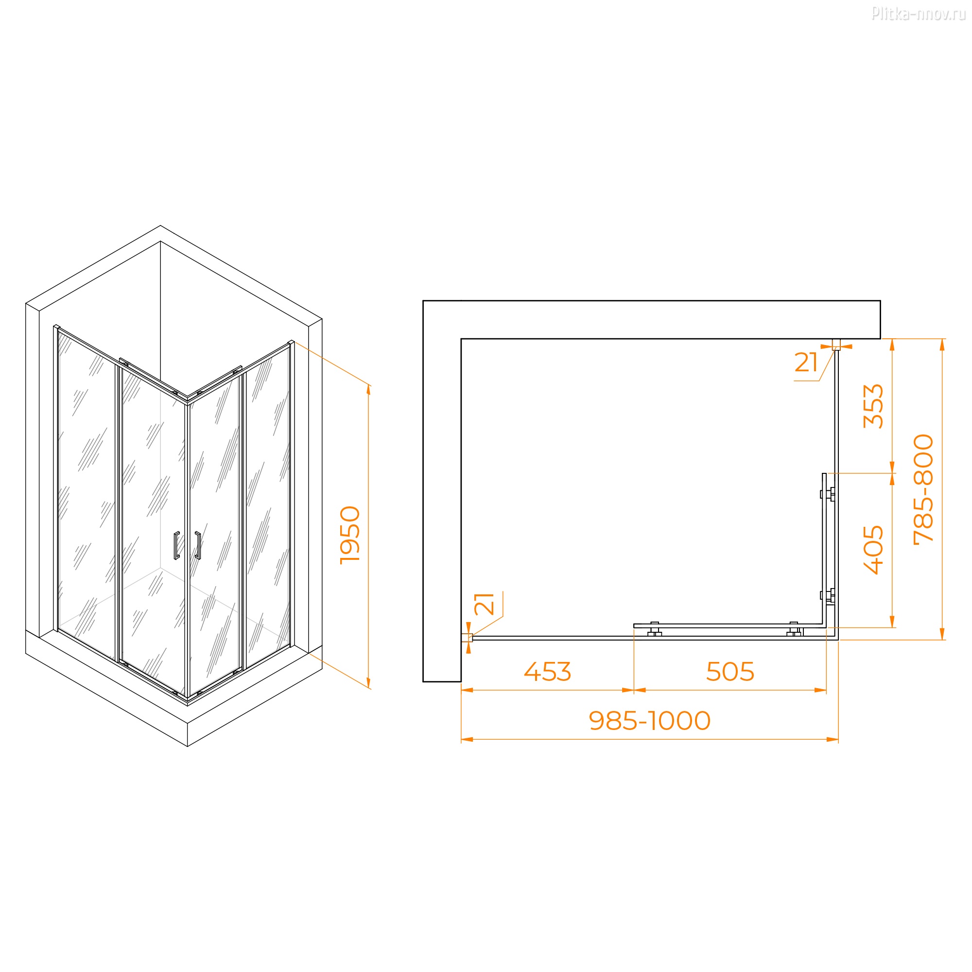 Passage PA-40B 80х100 RGW душ.ограждение Passage PA-40B 80х100 RGW душ.ограждение