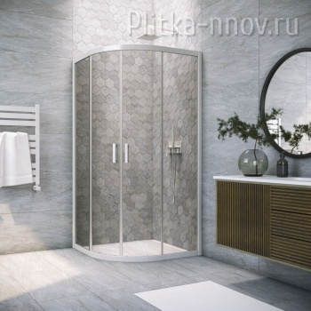 ZS NOVO h2000 120х120 01 07, профиль белый, стекло графит Душевой уголок