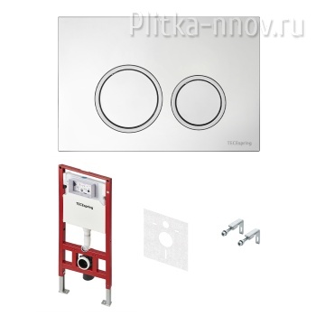 TECEspring S401101 Комплект 4 в 1 инсталляция с панелью смыва TECEspring ,хром глянцевый, контур клавиш хром матовый