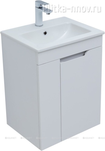 Практика 50 белый матовый (2 дверцы) Тумба с раковиной Aquanet