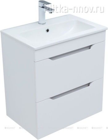 Практика 60 белый матовый (2 ящика) Тумба с раковиной Aquanet