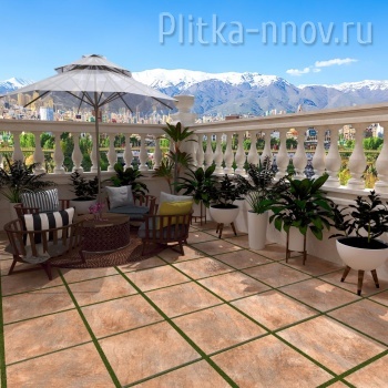 Тафтан светлый терракотовый матовый 60x60x2 Плитка для улицы 20мм Realistik 