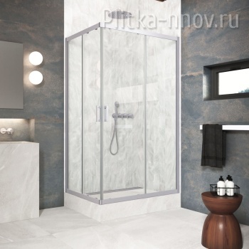ZA-F Protec 100х85 07 01, профиль хром матовый, стекло прозрачное Душевой уголок VegasGlass