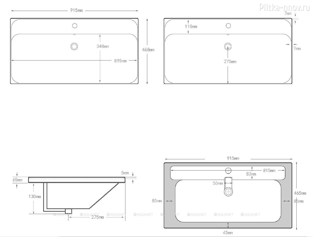 Flash 91х46 Раковина мебельная Aquanet Flash 91х46 Раковина мебельная Aquanet