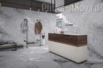 Cleo White Stonelo Carving 60x120 Керамогранит Realistik / Эффект поверхности структурная + карвинг с прожилками