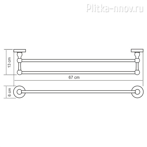 Diemel K-2240 Штанга для полотенец двойная Diemel K-2240 Штанга для полотенец двойная