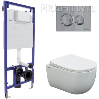 Novum Rimless 043241 с сиденьем Микролифт и клавишей смыва Хром глянцевый Berges Wasserhaus 