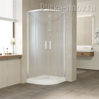 ZS NOVO h2000 100х100 01 10, профиль белый, стекло сатин Душевой уголок