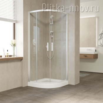 ZS NOVO h2000 100х100 01 01, профиль белый, стекло прозрачное Душевой уголок