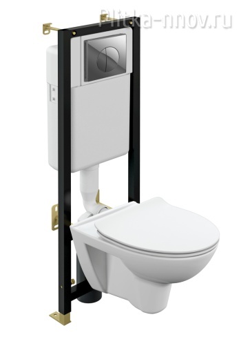 PARVA CO DPL EO slim + BLACK + LEON хром глянцевый комплект инсталляции Cersanit