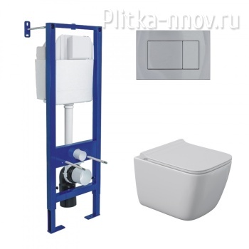 ATOM 043364 Комплект унитаза QUATTRO S с инсталляцией, и клавишей ATOM хром глянец Berges