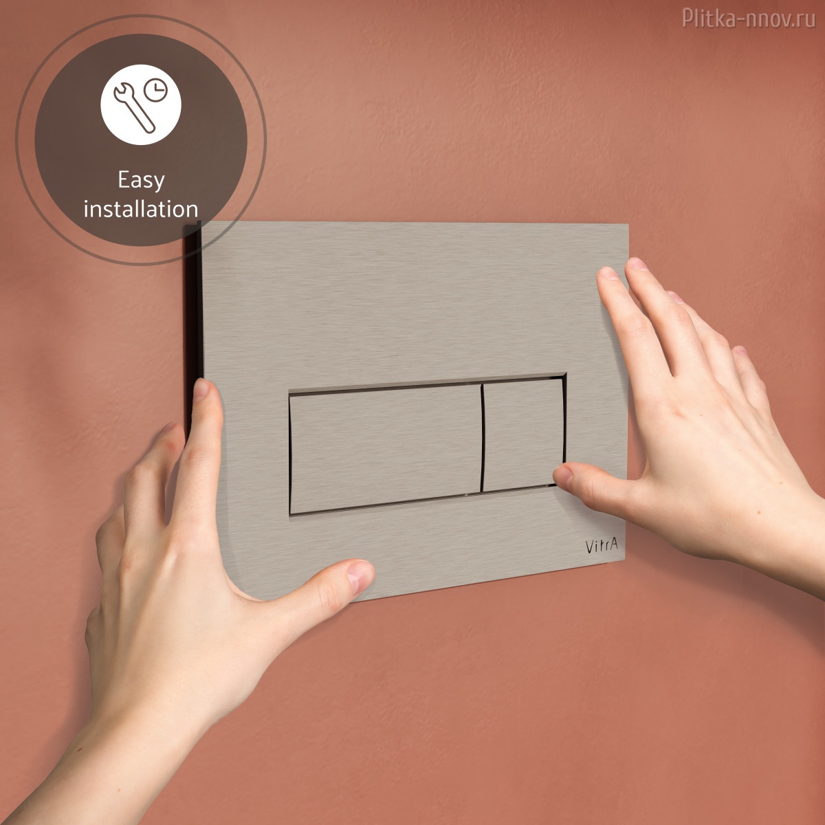 Root Square 740-2395 брашированный никель Vitra кнопка смыва Root Square 740-2395 брашированный никель Vitra кнопка смыва