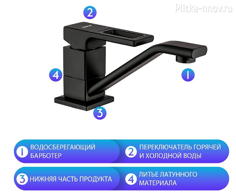 G17-6 G4517-6 Черный матовый Смеситель для кухни Gappo G17-6 G4517-6 Черный матовый Смеситель для кухни Gappo