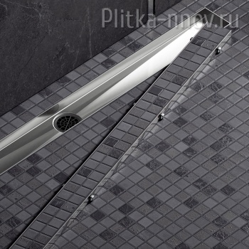 Drain System 600 Сатин/Никель душевой лоток с двусторонней панелью «Plate» под плитку TIMO