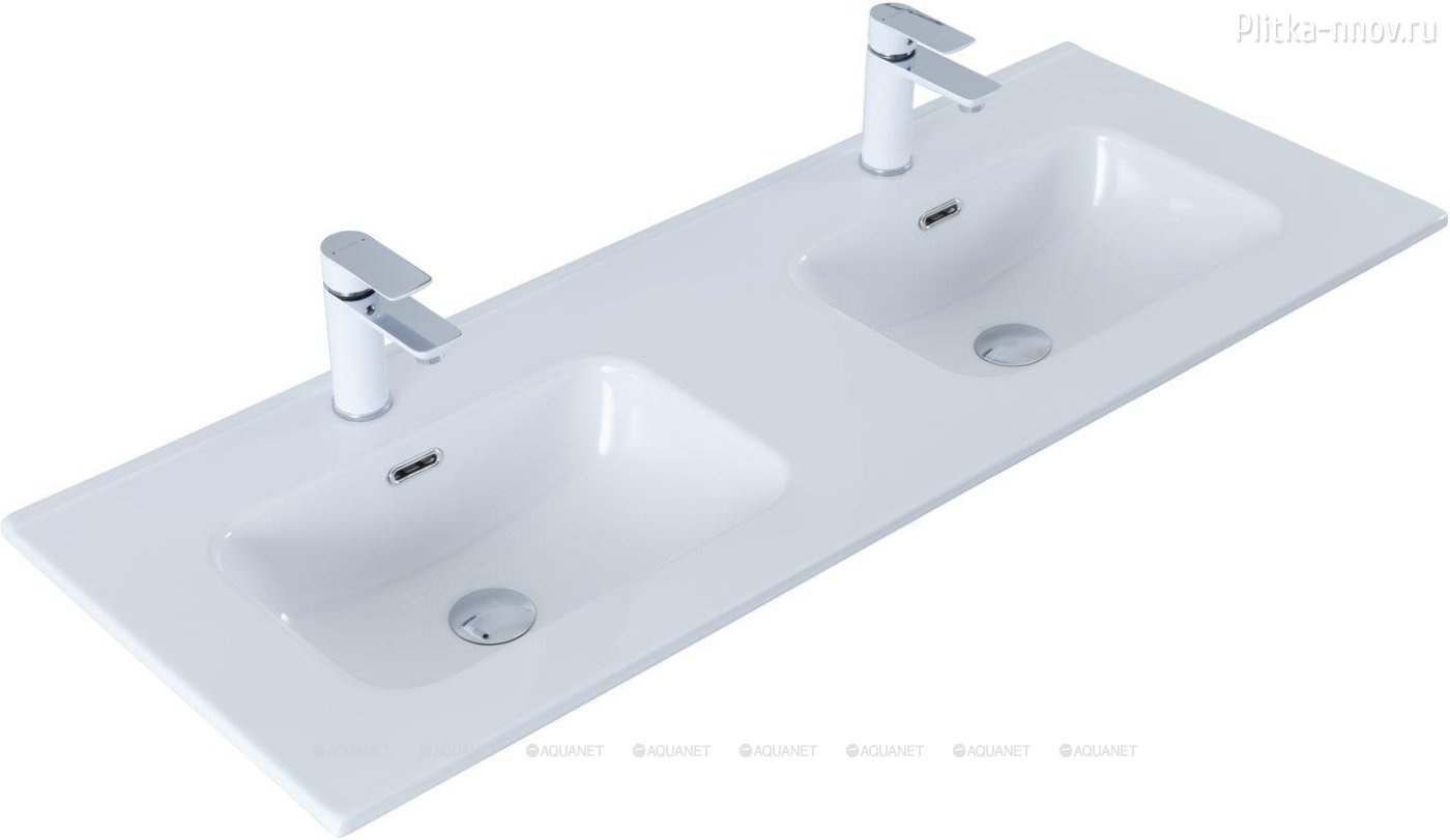 Flat 121х46.5 белая глянцевая Раковина двойная мебельная Aquanet Flat 121х46.5 белая глянцевая Раковина двойная мебельная Aquanet