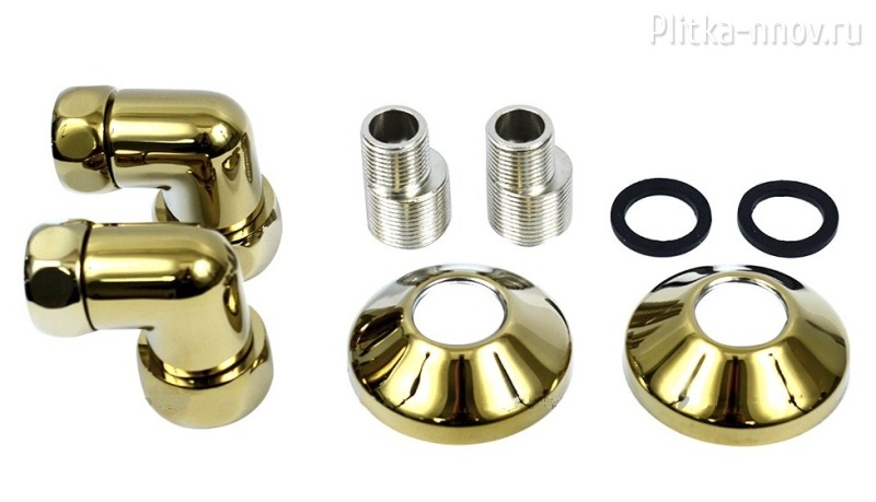 Комплект подключения 3/4 х 1/2 ГШ для полотенцесушителя АРГО со сгоном, золото хром